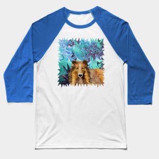 The Inquisitive Collie of the Psychedelic Dog Parade Baseball T-Shirt